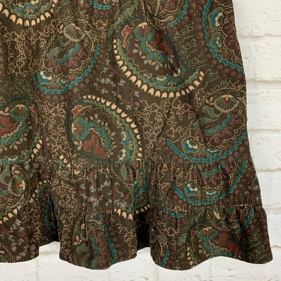 Loft Ann Taylor Paisley Corduroy Peasant Skirt 4 - Picture 2 of 5